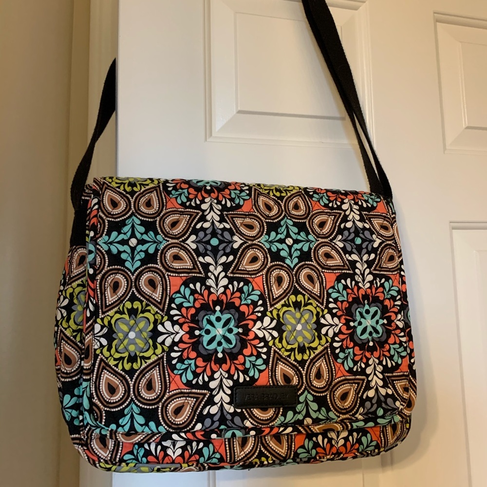 Vera Bradley Floral Paisley Messenger Bag - Black, Turquoise, Coral, Lime